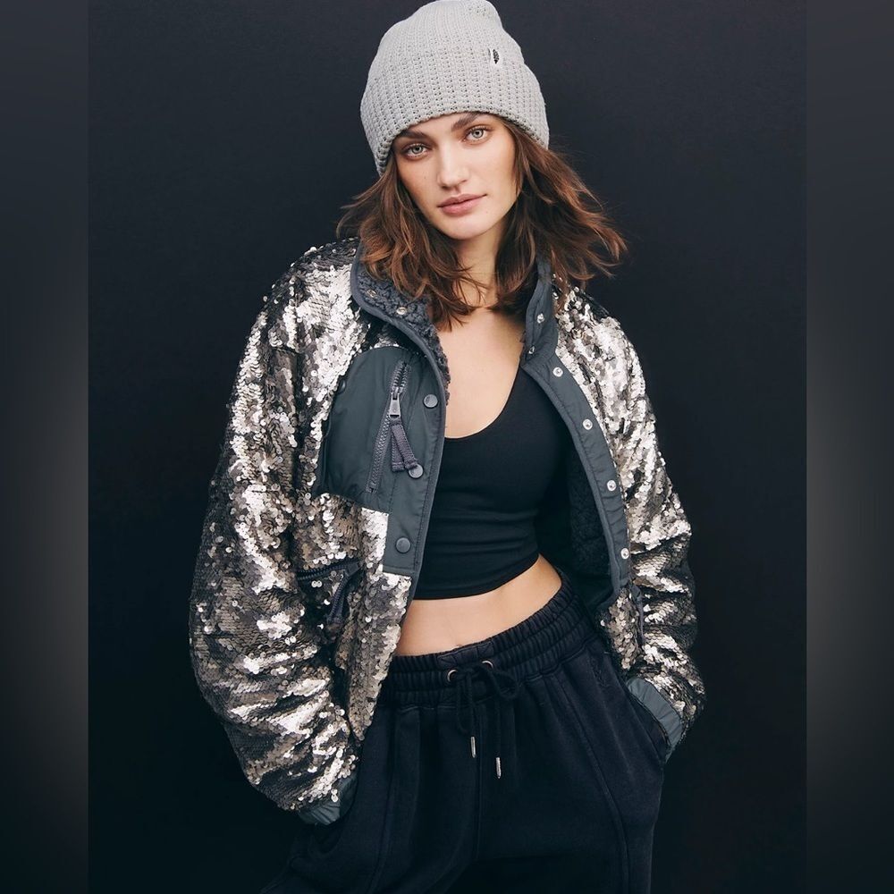 Free People Hit The Slopes Sequin Jacket FP Movement Size S